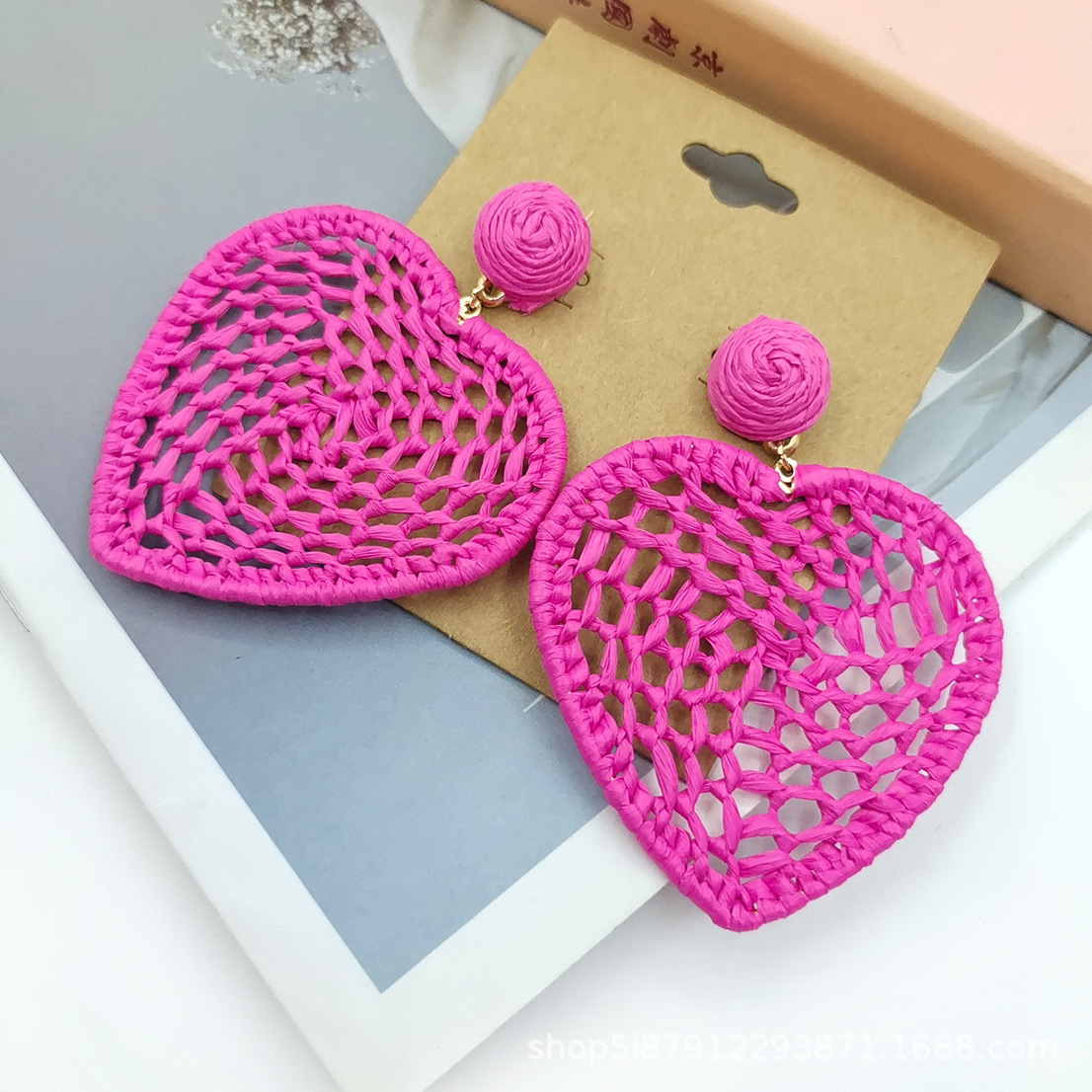 Drop Earrings Classification 1 Pair Vacation Heart Shape Raffia Drop Earrings