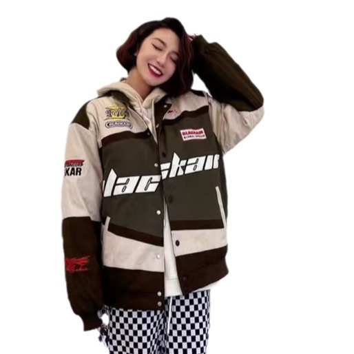 Chaqueta de béisbol de los hombres de primavera y otoño traje de carreras callejeras americanas marca de moda High Street Pu Shuai chaqueta de motocicleta suelta