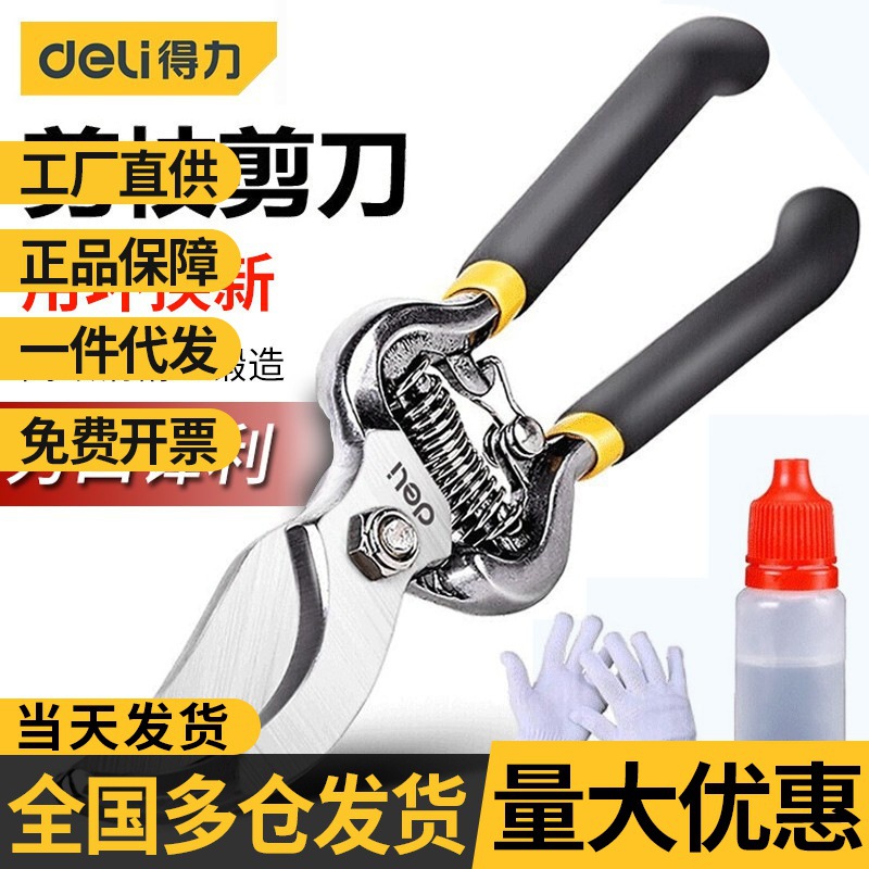 得力果树剪枝剪刀修枝剪省力剪子园林盆栽花卉园艺修剪树批发