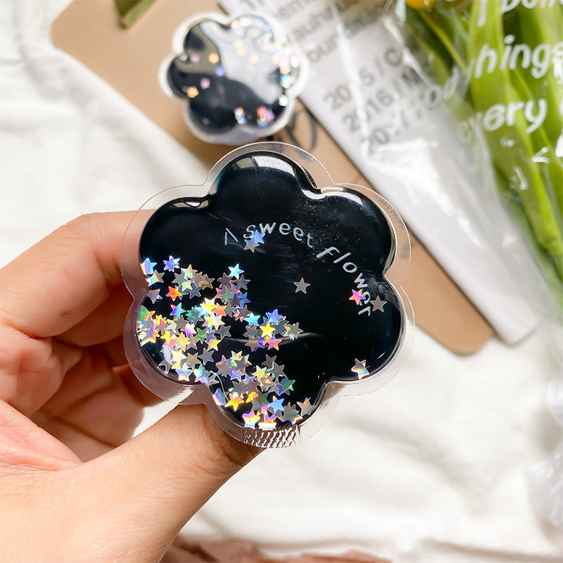 Handy-Airbag-Halterung, japanischer und koreanischer Instagram-Stil, selbstklebende Blume, erweiterbarer Treibsand, einfarbige Nische_voghion.com