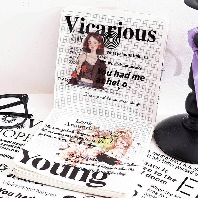 Zona de lenguaje transparente pegatinas impermeables para mascotas Bendiy diario pegatinas retro transfronterizas pegatinas de frases inglesas