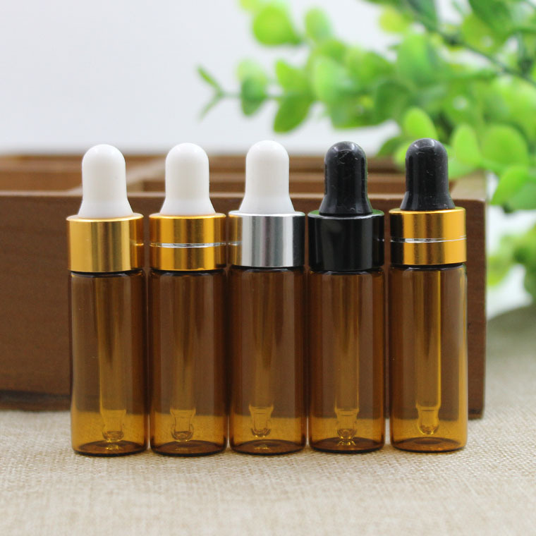 5ml厂家批发 茶色精油瓶 黑圈黑胶头 滴管瓶 玻璃瓶小样瓶分装瓶