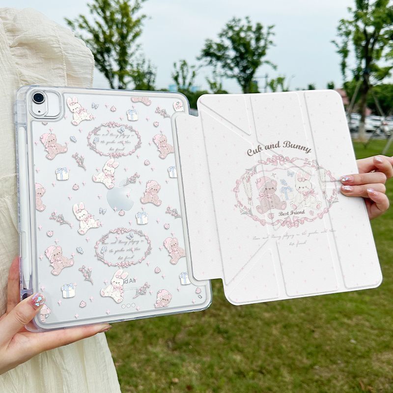 Y-Fold New Alice Bear iPad Air6/5 Anti-Fall Bag with Pen 10Th Generation iPad Tablet Protective Case