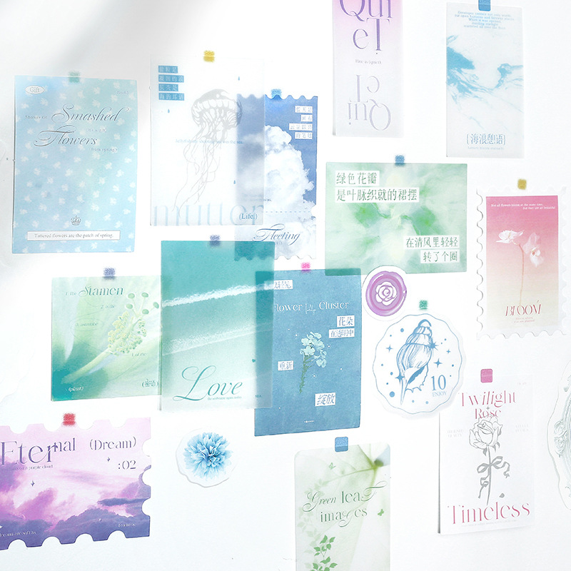 NOTE FOR手帐素材包 泛着光的日子 文艺文字贴纸多材质拼贴材料包