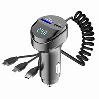 KC08 автомобиль три в одном USB телескопический зарядный кабель 3.1A с дисплеем напряжения автомобильное зарядное устройство для мобильного телефона