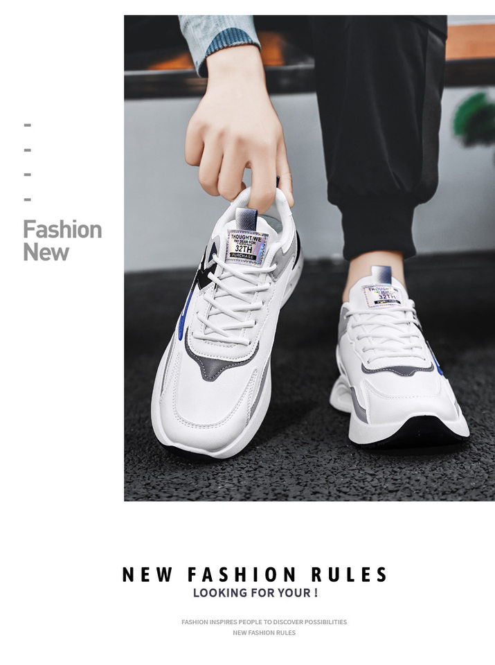 Giày thể thao nam da PU chống nước kiểu sneaker đế mềm chống trơn trượt — D291 màu trắng, D291 màu xám, D291 màu đen chi tiết 11