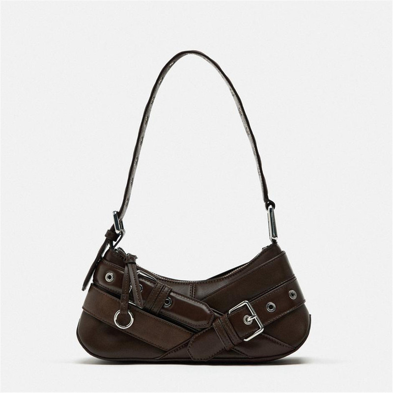 2026 New Versatile Retro Brown Buckle-Decorated Underarm Bag for Women, New Trendy Hot Girl Biker Shoulder Bag 2026 New Versatile Retro Brown Buckle-Decorated Underarm Bag for Women, New Trendy Hot Girl Biker Shoulder Bag