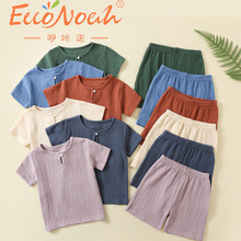 童装男童女童宝宝短袖夏款套装儿童棉麻短袖T恤短裤薄 款夏季两穿