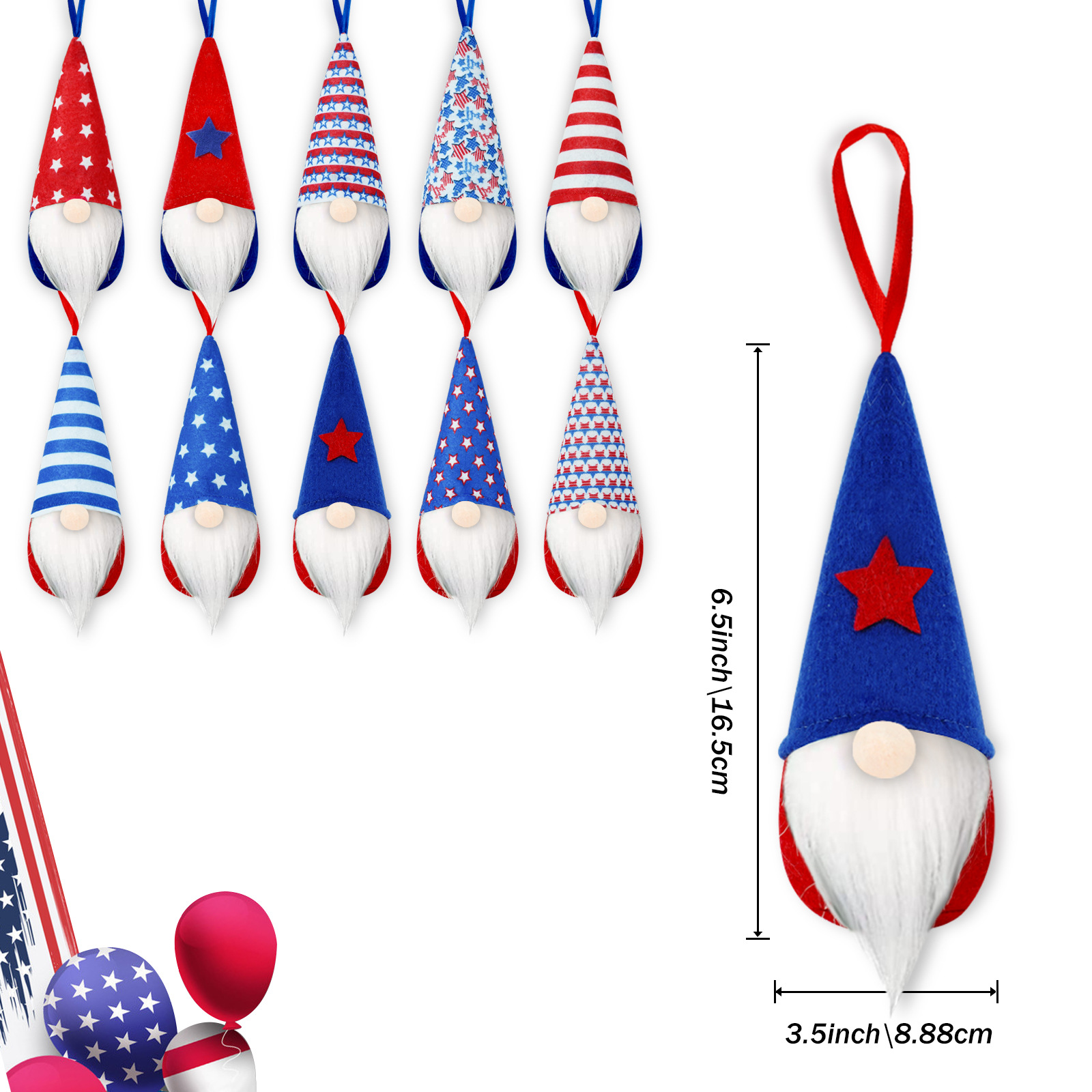 Día DE LA Independencia transfronteriza muñeca sin rostro pieza colgante Día Nacional Americano enano suelo fino muñeca sin rostro pequeño colgante