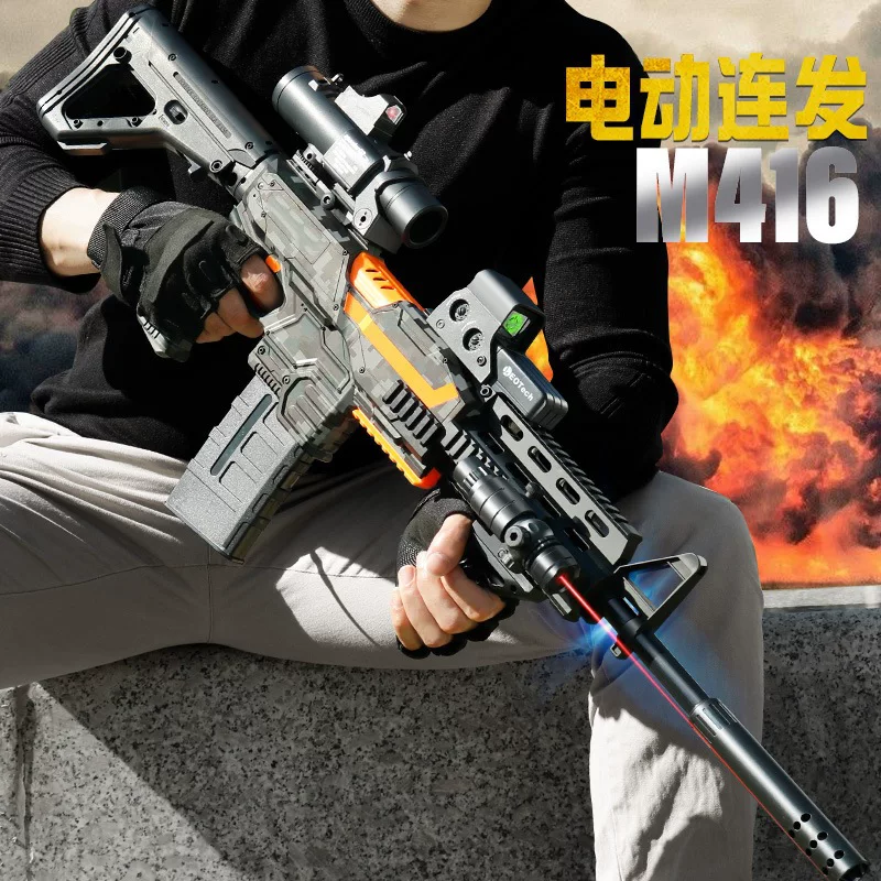 Electric soft‑bullet rifle toy, realistic automatic shooting, camo variants, e‑commerce box