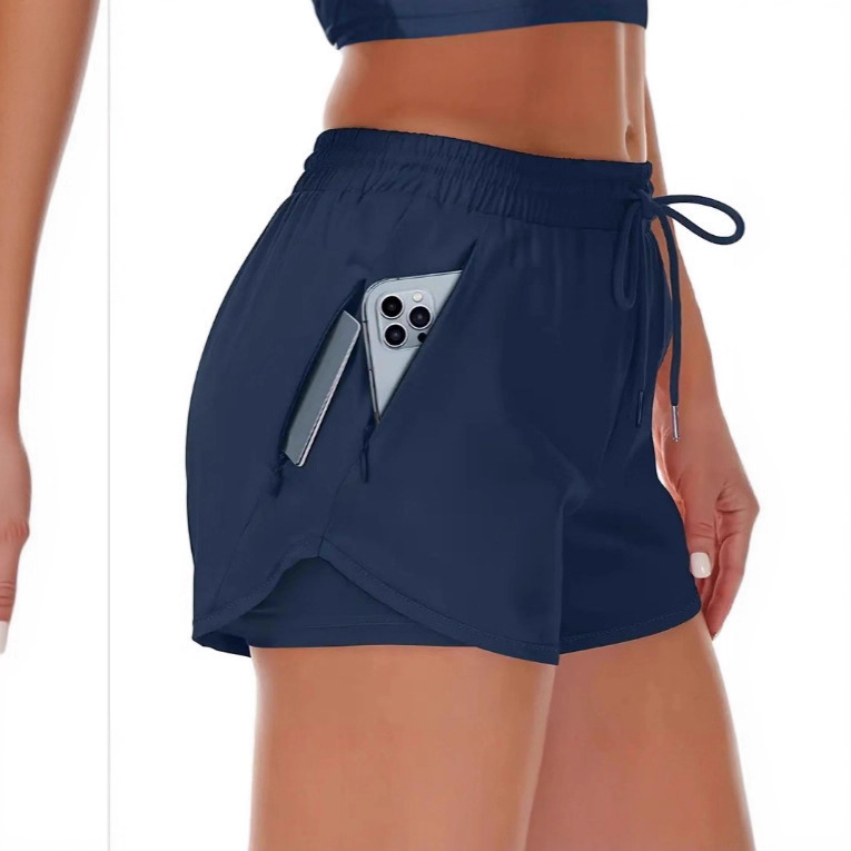 Amazon Cross-Border 2025 Women's 5inch Sports Running Shorts Quick-Drying Lightweight Fitness Shorts with Zipper