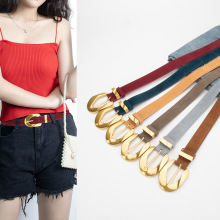 新款复古皮带女士真皮磨砂反绒百搭配牛仔裤简约装饰腰带女款跨境