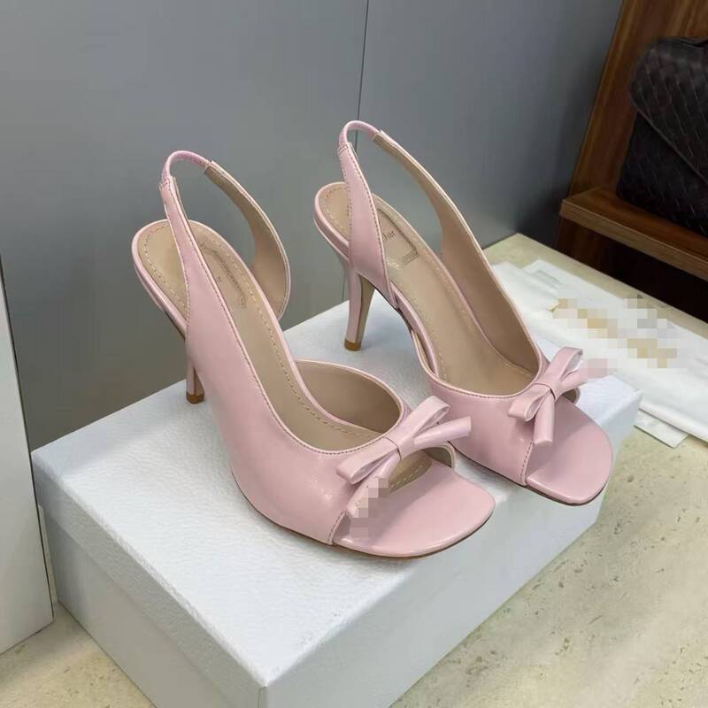 High Heels Sandals for Women, New Model 26, Classic Bowknot, Square Toe, Peep-Toe, Thin Heel