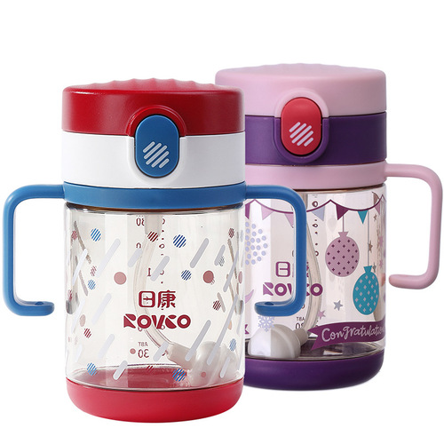 Rikang straw cup PPSU colorful bottle gravity ball water cup baby learning drinking cup with handle water bottle milk