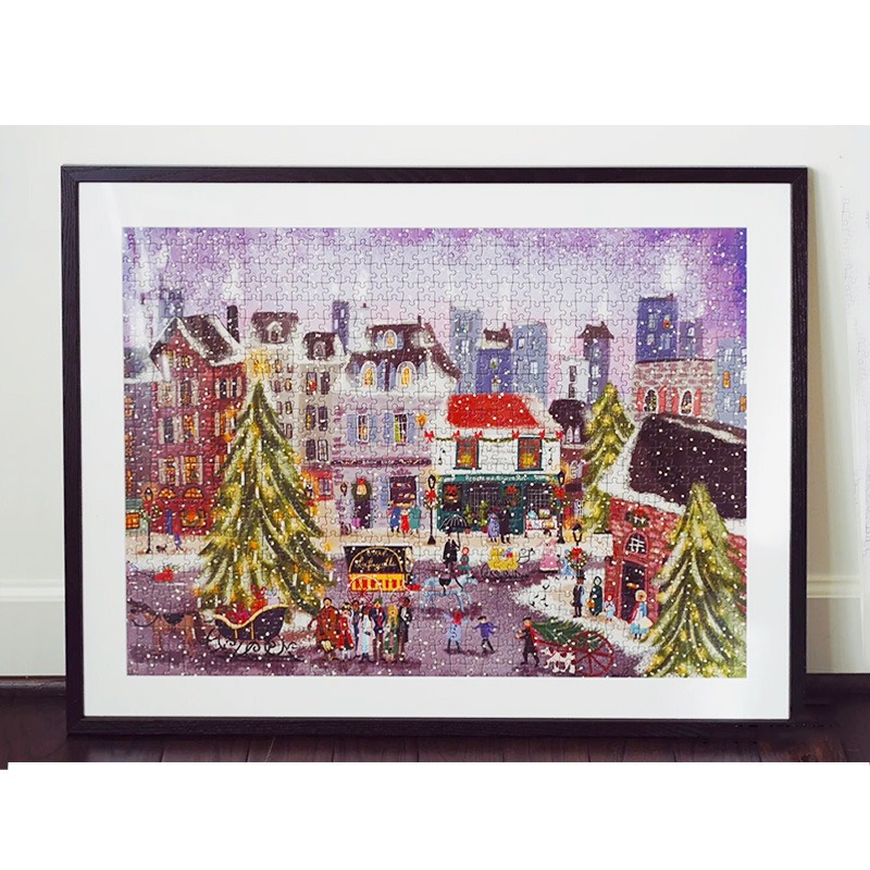 Christmas Square Puzzle Framed Galison Picture Frame Frame Wall Mounting 1000 Piece Photo Frame 70*50 Puzzle Frame