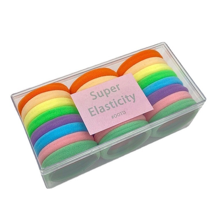 Accesorios para el cabello banda para el cabello al por mayor en caja de alta elástica negro banda de goma sin costura lazo del pelo cuerda de pelo durable cuerda de pelo de cola de caballo