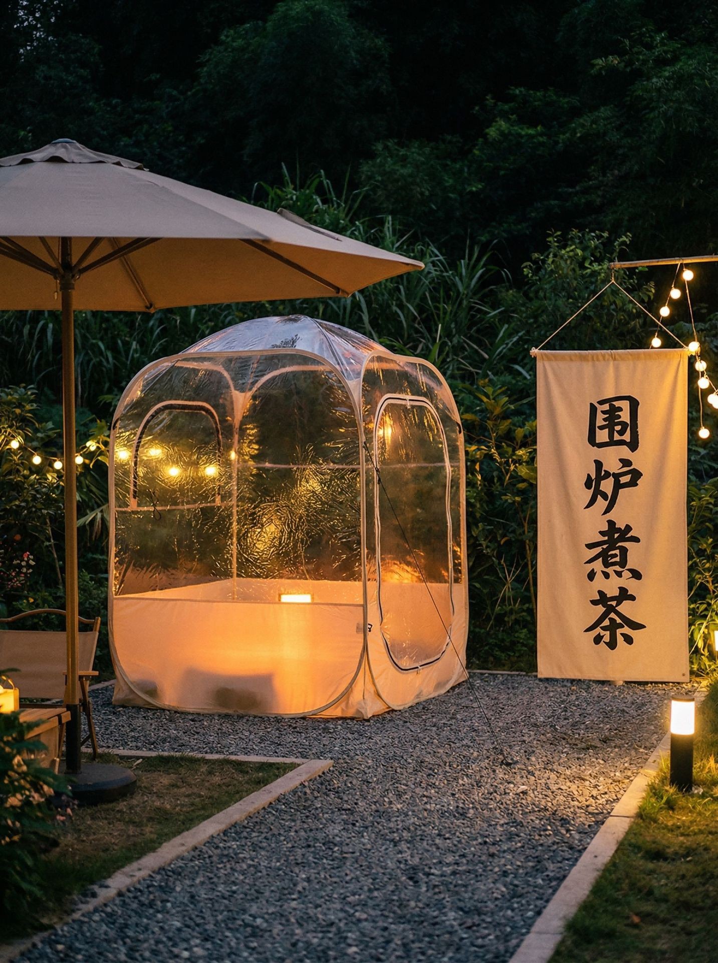 Outdoor Camping Bubble House Starry Sky Tent Pop-Up Portable Quick Setup Patio Barbecue Warm Windproof Transparent Tent