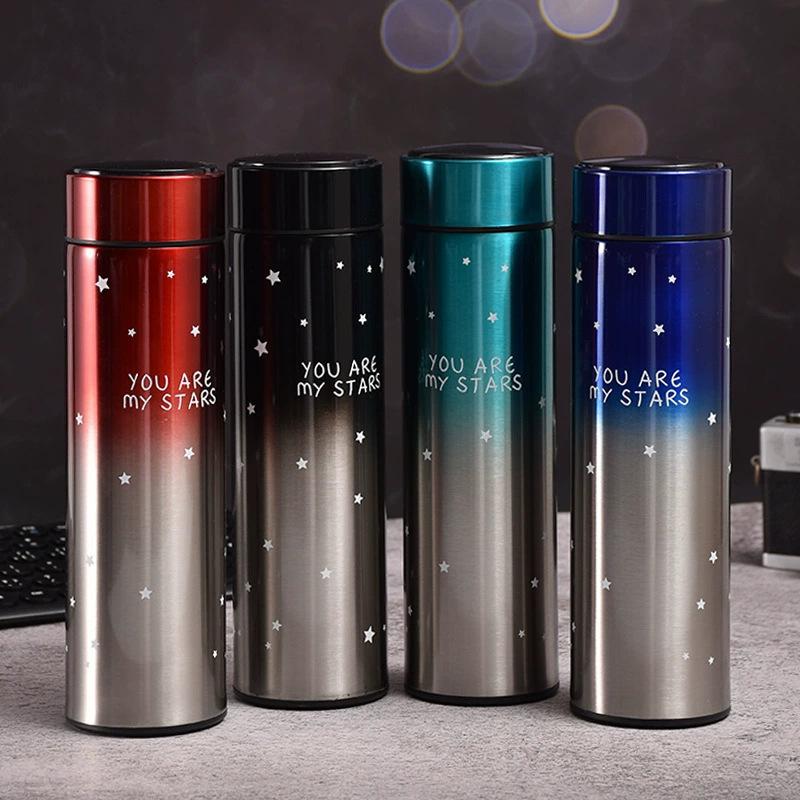 新商品のアイデアグラデーション色の星の温度制御保温カップのスマートステンレスの温度測定カップの温度測定カップのストレートカップ|undefined