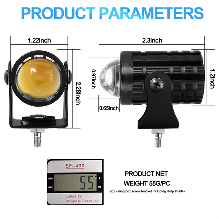 Tianchong proyector de la motocicleta del coche eléctrico LED faro de dos colores de acero pequeña pistola bombilla led super brillante a prueba de agua 12-80v