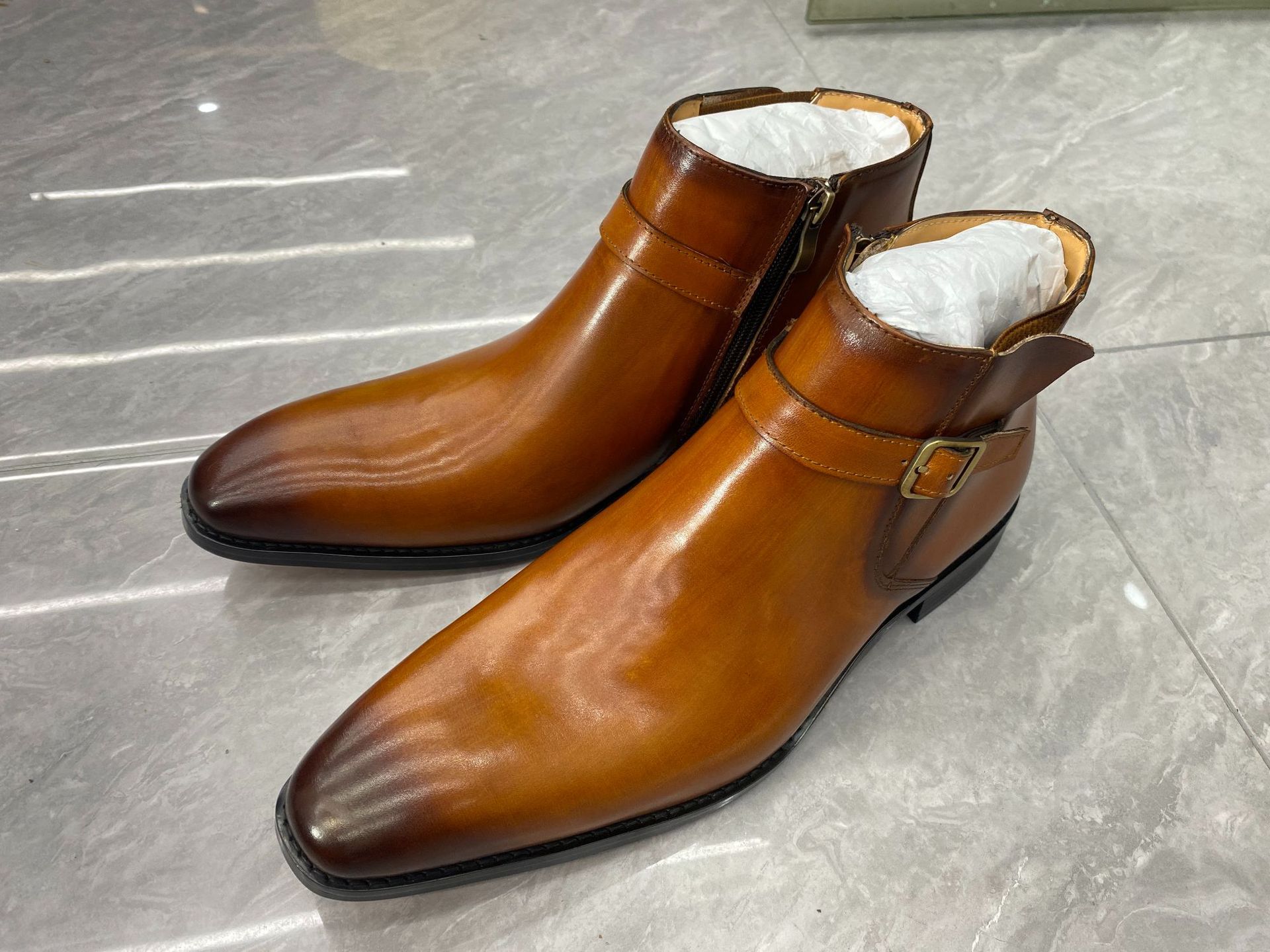 Botas Chelsea europeas y americanas de primavera para hombre, botas cortas de cuero genuino, zapatos de hombre transfronterizos, botas Chelsea para hombre image 8