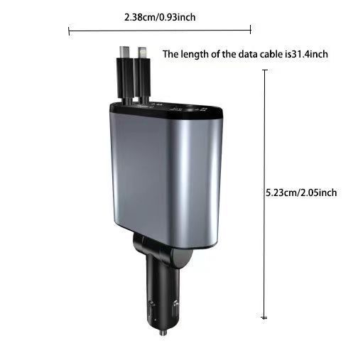Cross-border 120W digital display four-in-one car charger suitable for Apple 17 and Huawei phones, Type-C fast charging car charger