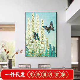 跨境热销自然风景钻石画花朵蝴蝶图片满钻钻石绣一件代发工厂直供