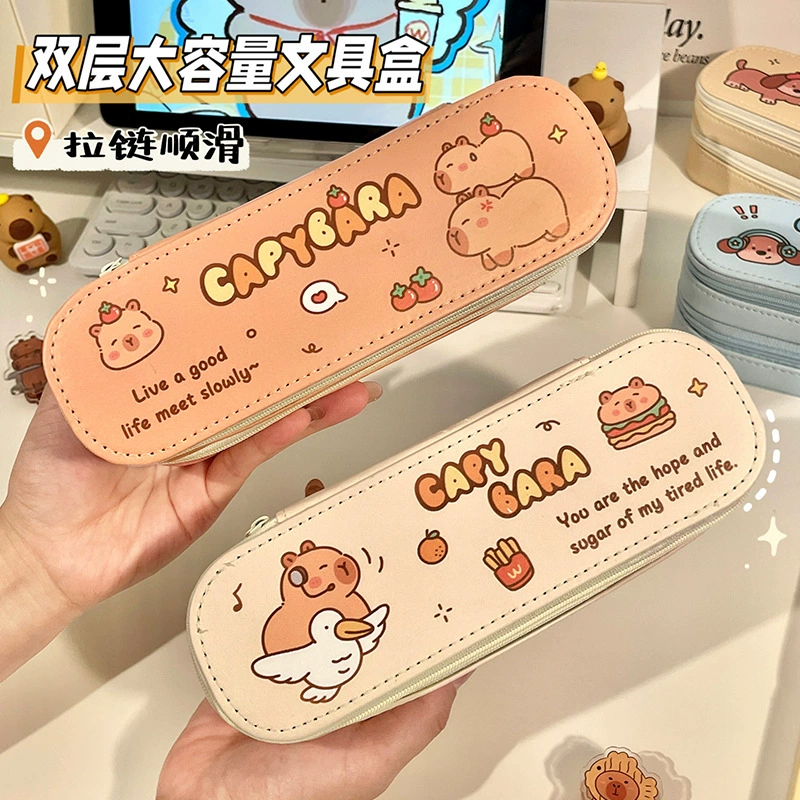 Школьный сезон двухслойный пенал большой емкости простой сумка для ручек для девочек