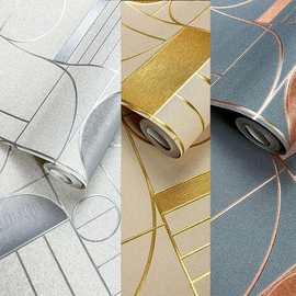 银色金色3d几何立体图形墙纸 KTV酒吧酒店餐厅客厅背景墙壁轻奢风