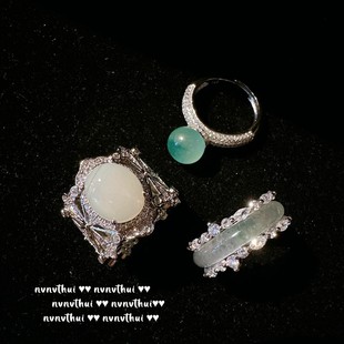 Water Spirit Water Litchi Frozen White Agate Gem Ring Antiques Plated 18K Golden Piaoli Flower Charlelscedi Rings Ring