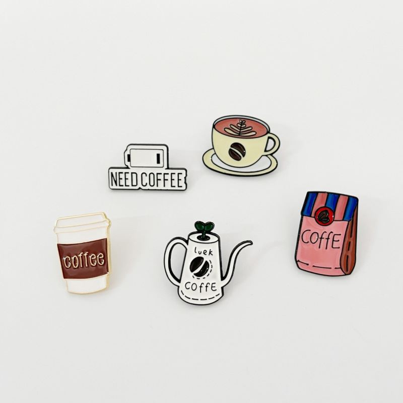 レトロ漫画手作りコーヒー用品シリーズブローチカップコーヒーマシン形状デザインアクセサリーバッジシリーズ|undefined