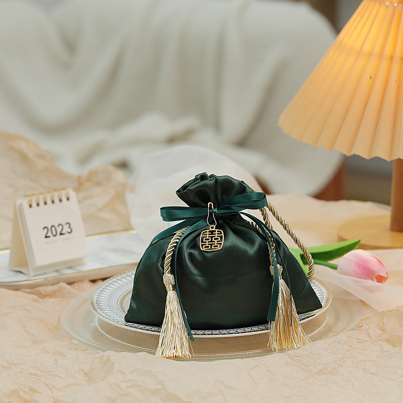Dark Green-Happy Style 1 / Satin Candy Bag