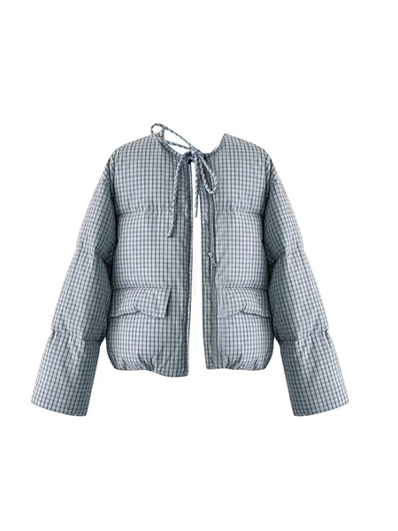 Winter fashionable cute down jacket with a round collar with bow