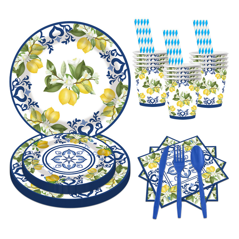 Cross-border Blue and White Porcelain Disposable Paper Tray Paper Cup Paper Towel suit Birthday Party Party Decoration Venue Arrangement Supplies Cross-border Blue and White Porcelain Disposable Paper Tray Paper Cup Paper Towel suit Birthday Party Party Decoration Venue Arrangement Supplies