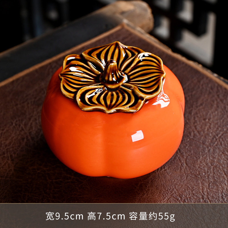 クリエイティブ柿茶葉缶柿柿如意喜糖缶陶磁器シミュレーション柿缶ビジネスイベントプレゼント卸売り|undefined