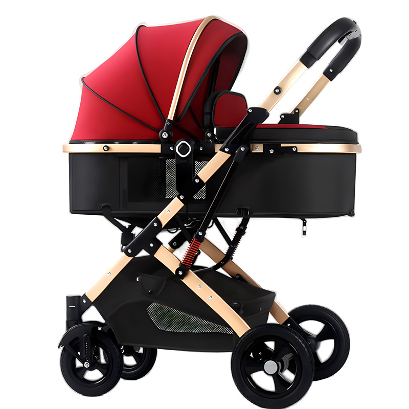 El cochecito de bebé de alto paisaje se puede sentar y acostarse, ligero y plegable, amortiguador bidireccional, cochecito de bebé para niños recién nacidos al por mayor