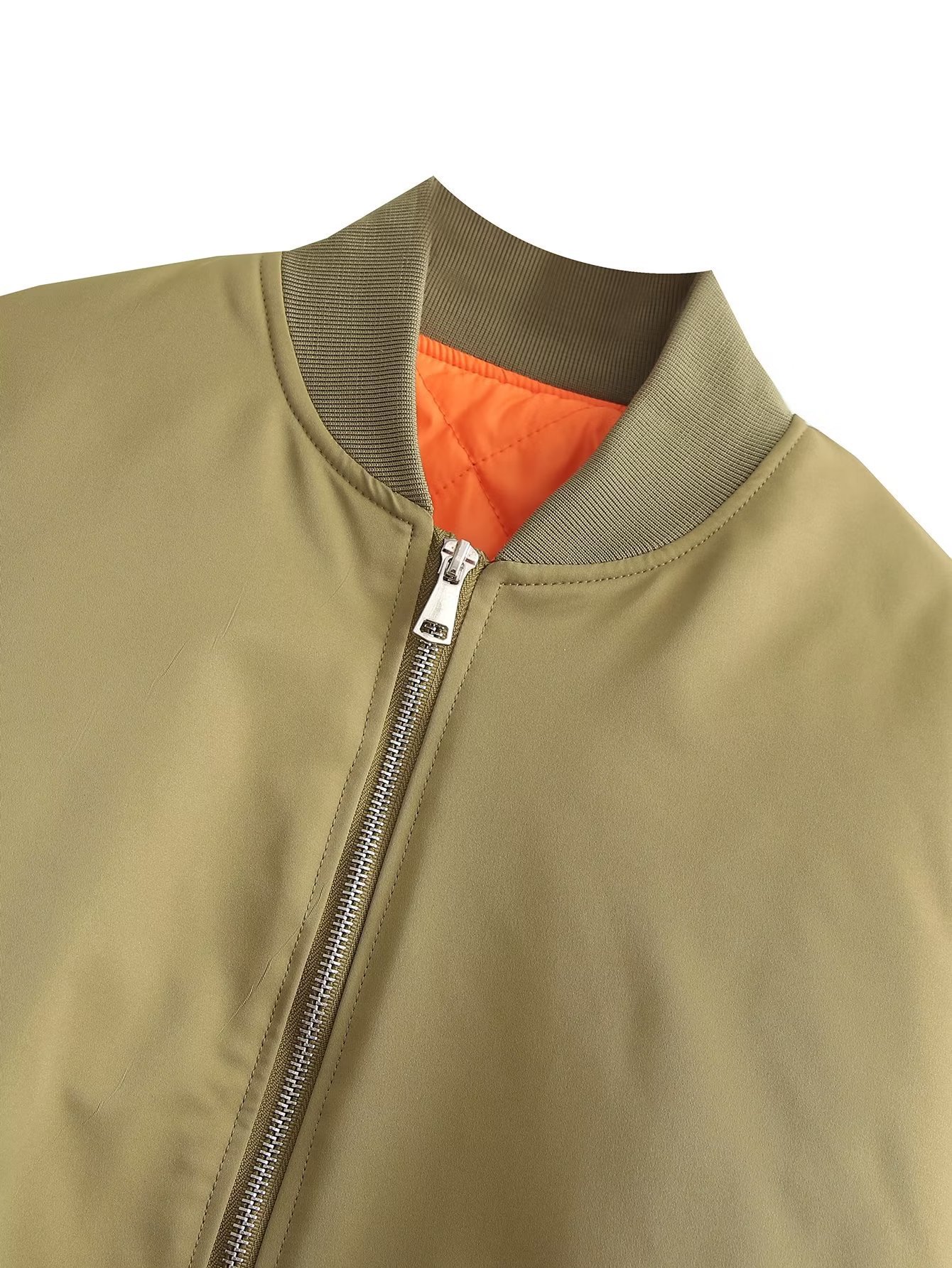 Vêtements pour femmes manteau ample en coton à fermeture éclair pour femme_voghion.com