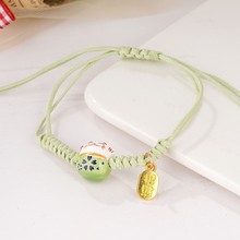 DF2024手工编织蜡线陶瓷招财猫咪手链小众设计感情侣手绳手链女