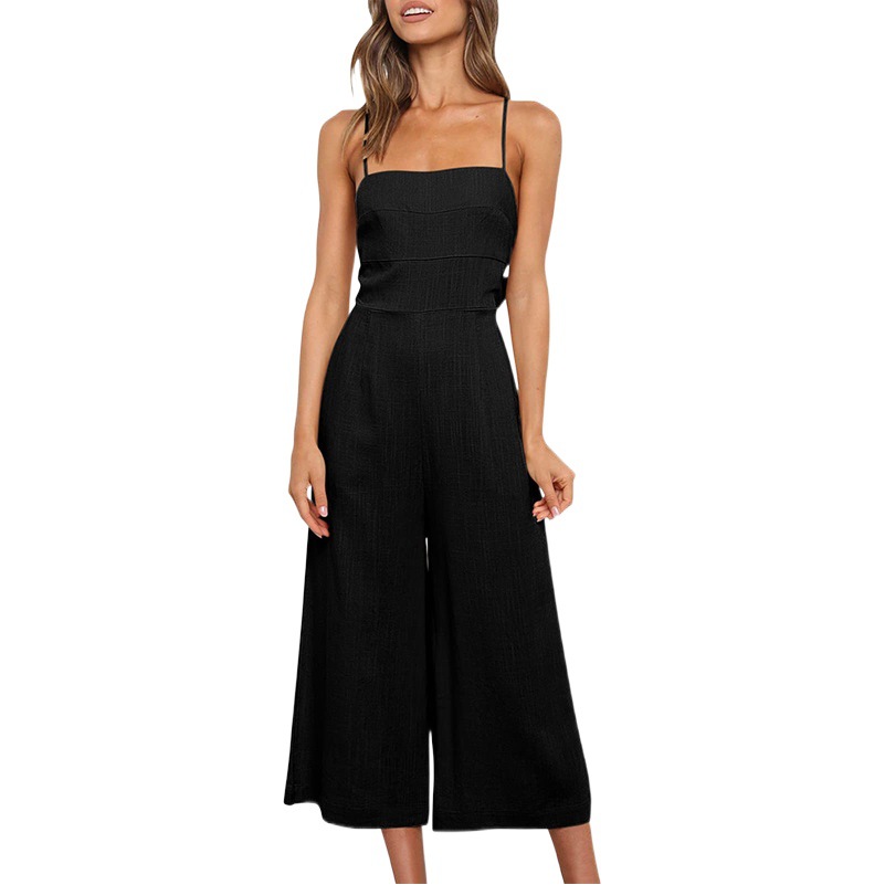 Mono de Algodón y Lino sin Tirantes con Cintura Ajustable para Mujer, Moda Europea y Americana, Amazon Transfronterizo 2023