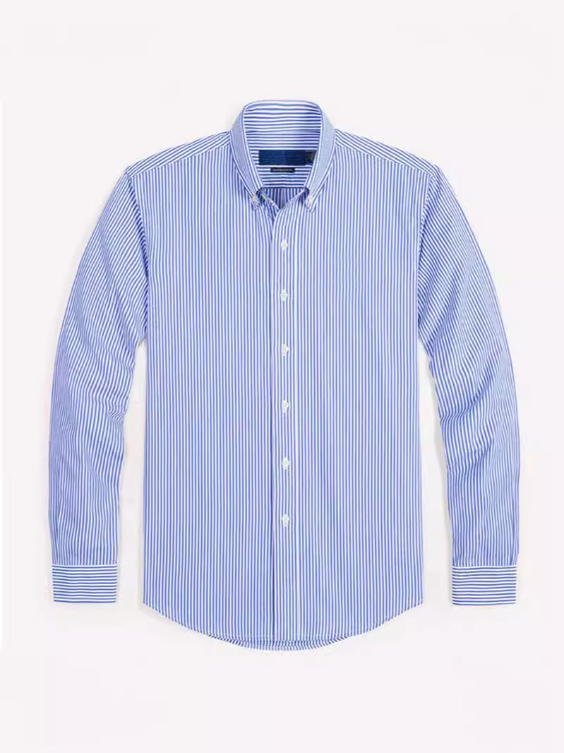 thumbnail for RL Ralf pony logo lapel T-shirt cross-border mens polo striped long sleeve shirt high-end foreign trade men's embroidery