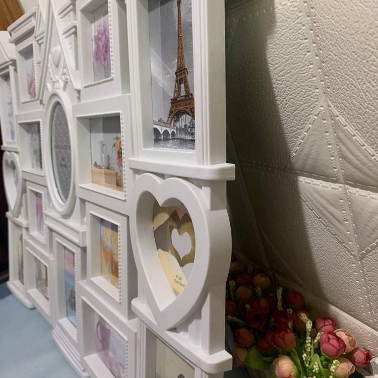 Ventas de fábrica combinación de 16 agujeros reloj de una pieza de estilo europeo integrado montado en la pared marco decorativo de fotos PVC Comercio exterior transfronterizo europeo y americano image 4