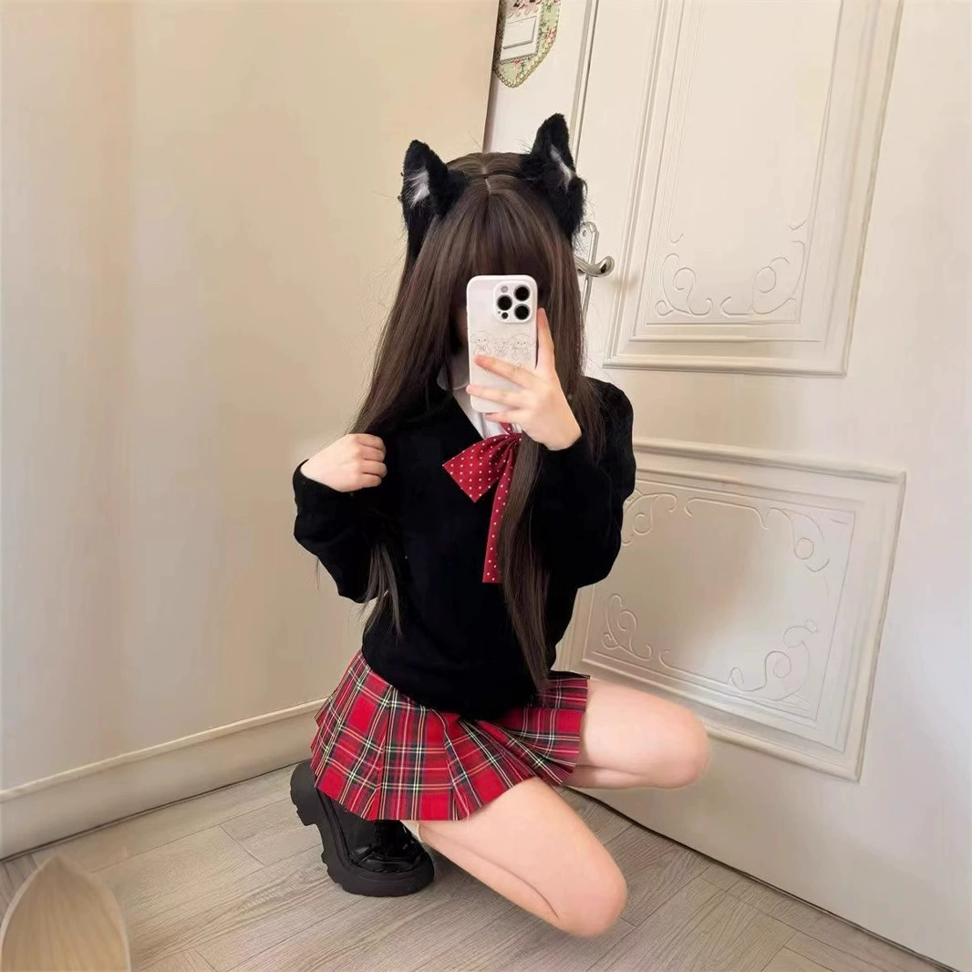 Jk униформа маленький чили юбка юбка женский с длинными рукавами свитер свитер