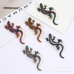 Cross-Border New European and American Retro Personalized Lizard Gecko Brooch High-End Animal Corsage Collar Pin Brooch