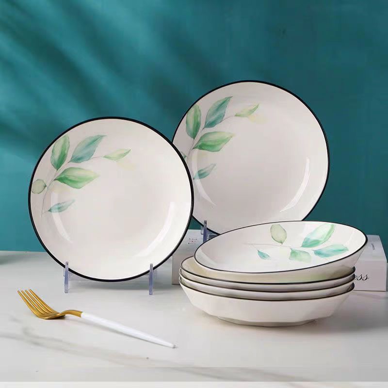 간단한 두꺼운 접시 접시 고급 가정용 세라믹 볶음 접시 7 인치 높은 가치의 가벼운 럭셔리 새로운 식기 도매