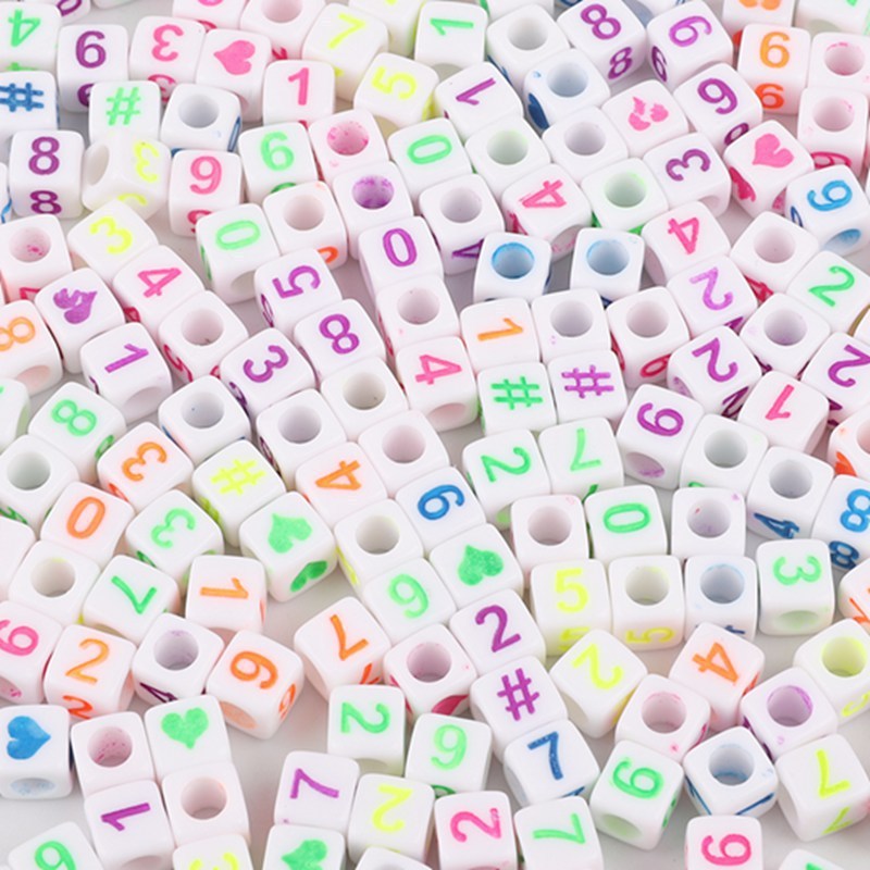 アクリル数字英字ビーズ手作りDIYセット子供ビーズアクセサリーアクセサリー散珠四角いビーズ|undefined