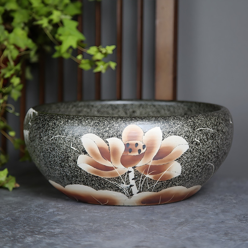 *金魚飼育用景徳鎮陶器大水槽、卸売亀鉢、水耕植物、睡蓮、蓮水槽、卓上飾り|undefined