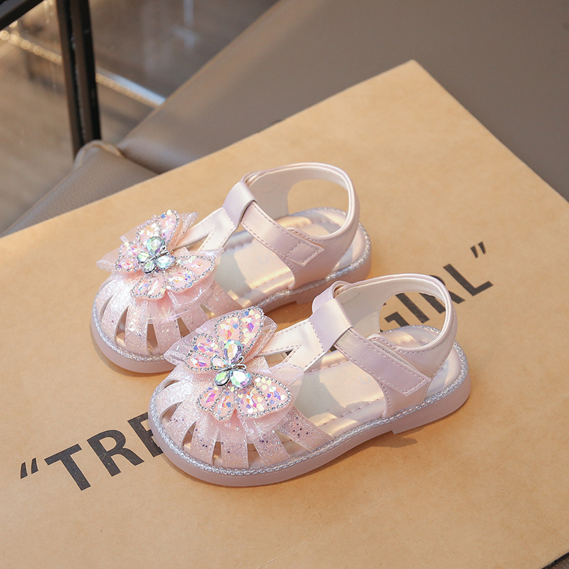 Niñas sandalias Baotou 2026 verano nuevo arco de moda zapatos de suela suave zapatillas de princesa casuales niños image 5