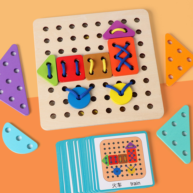 Cross-border Hot-selling Children's Educational Winning Rope Building Blocks Game Baby Early Education Variables Geometric Matching Fun Toys