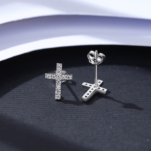 PAG&MAG Cross Earrings Silver Needle S925 Silver Earrings Earrings European and American Fashion Jewelry Religious Jewelry Wholesale