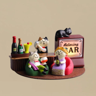 Japanese Cat Grocery Zakka Bar Series INS Decorative Props Micro Piano Cat Resin Crafts Ornaments