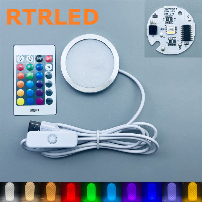 Cross-Border USB Round Led Light 5V Remote Control Rgbw Colored Light 3D Model Printing Bamboo Lamp Component 001 Lamp Base Night Light